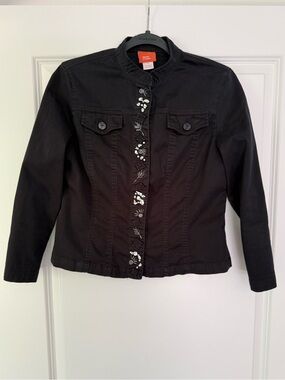 hearts of palm Black Embellished Denim Jacket